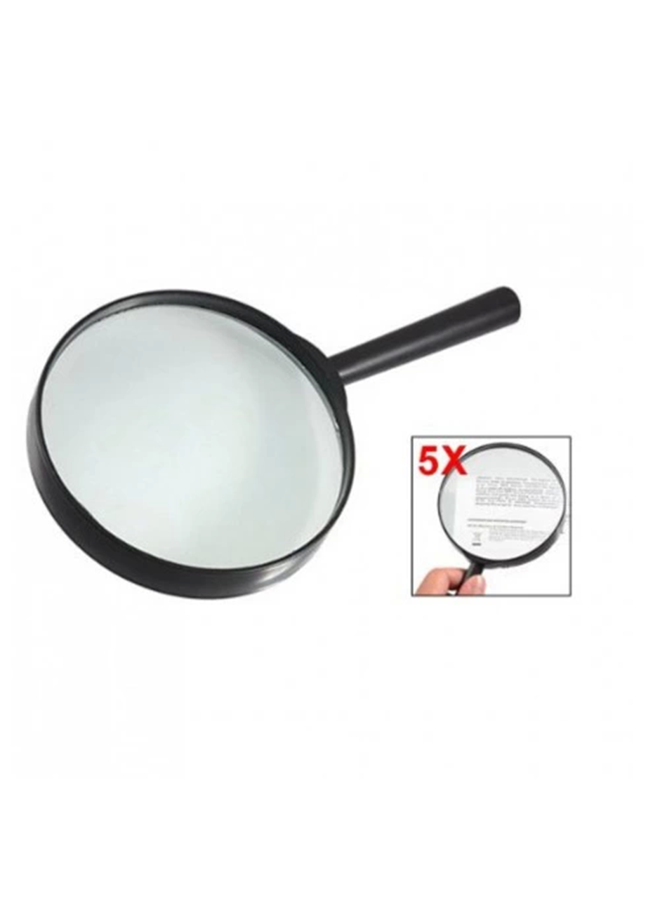 -Plastik Siyah Yuvarlak Kolu 100mm Dia Büyüteç 5x Büyüteç (