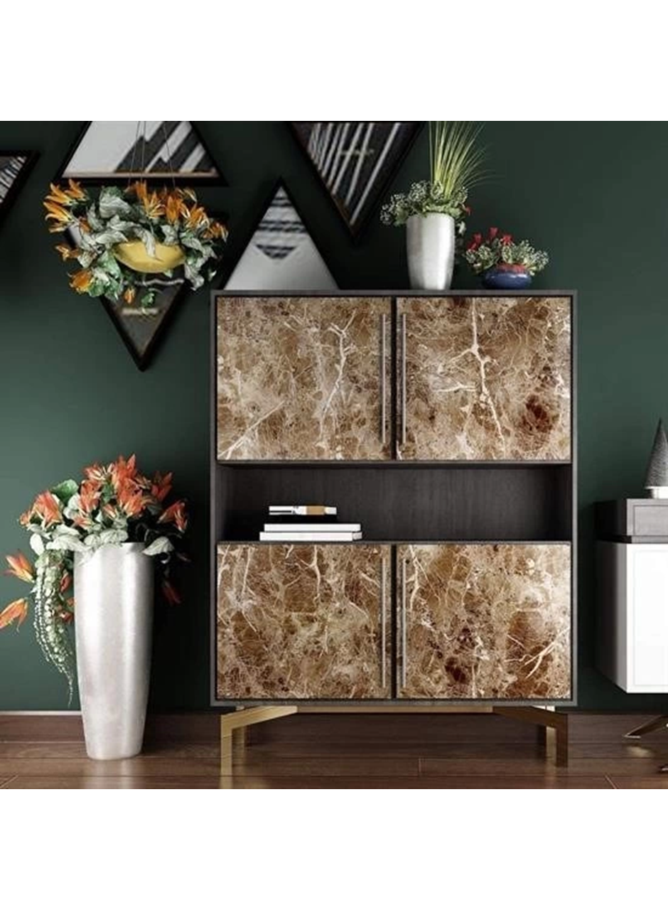 Mermer Desenli Masa Tezgah Mutfak Su Geçirmez Yapışkanlı Folyo Sticker Kahverengi 5x0,6m (