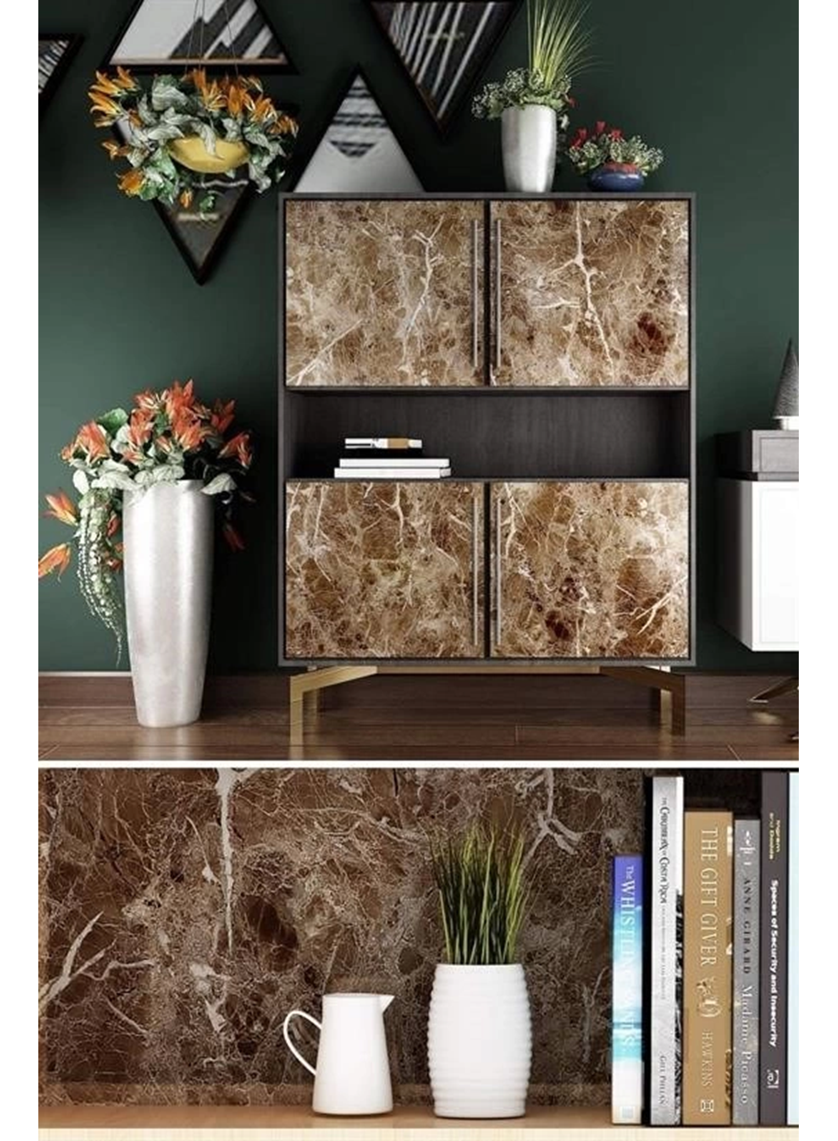 Mermer Desenli Masa Tezgah Mutfak Su Geçirmez Yapışkanlı Folyo Sticker Kahverengi 5x0,6m (