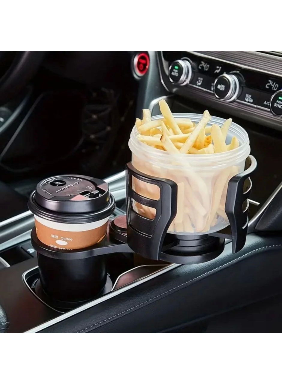 Araç İçi 360 Derece Dönen 2'li Bardaklıklı Açılarak Ayarlanabilir Bardak Tutucu Aparat (