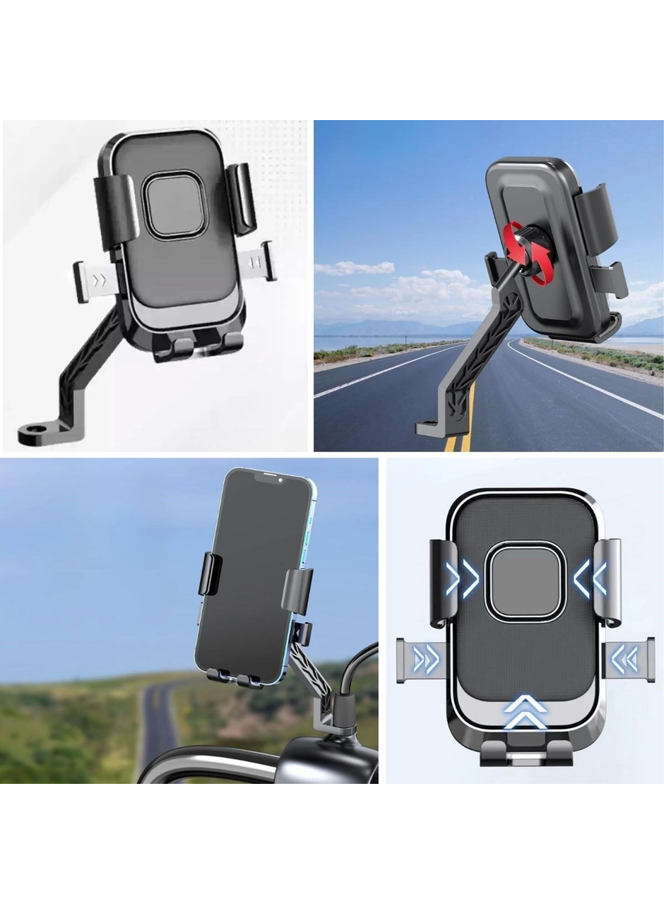Motor,motosiklet,bisiklet ,scooter İçin 360 Derece Dönebilen Dikiz Aynası Versiyonu Telefon Tutucu Aparat (