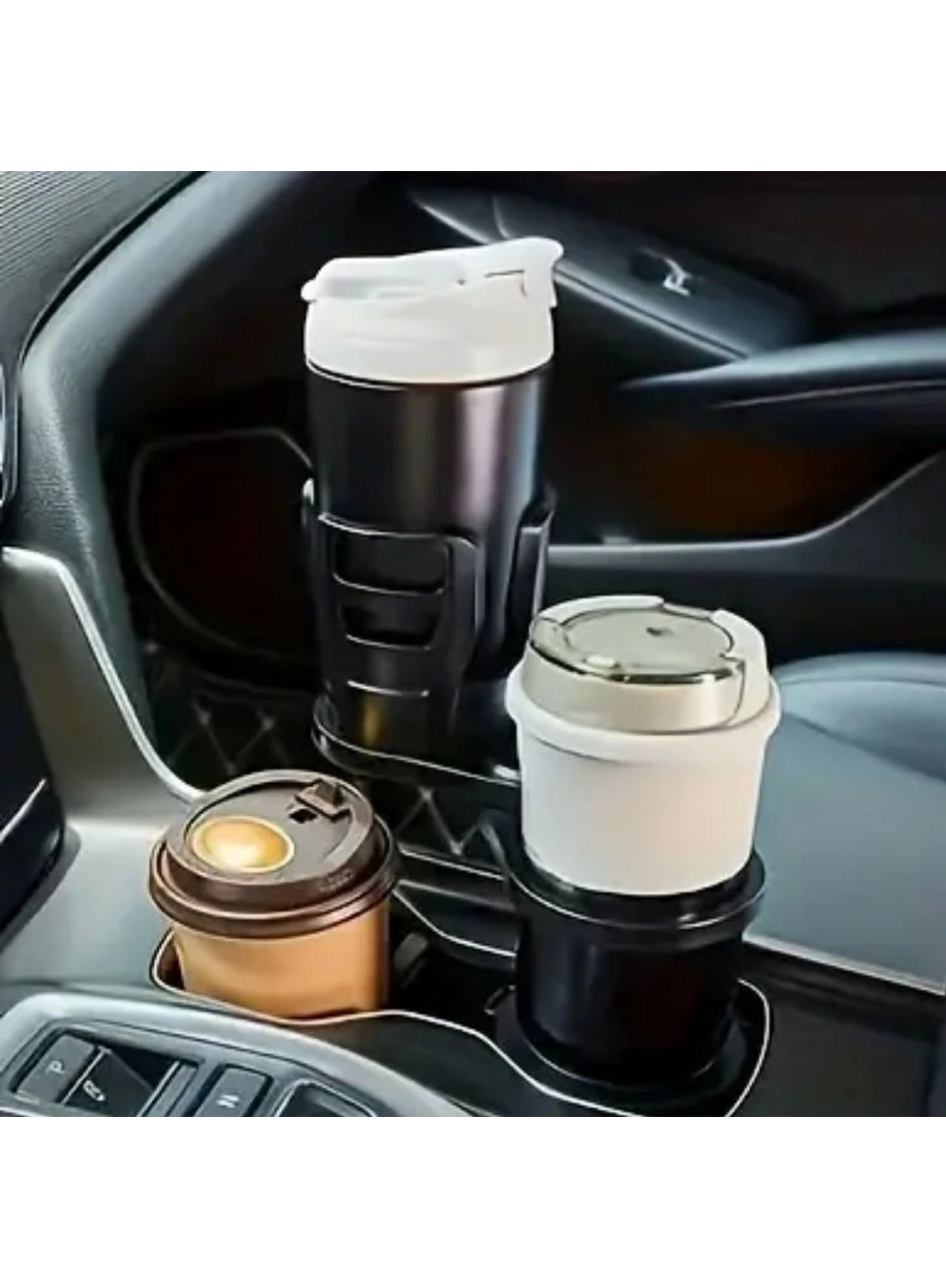 Araç İçi 360 Derece Dönen 2'li Bardaklıklı Açılarak Ayarlanabilir Bardak Tutucu Aparat (