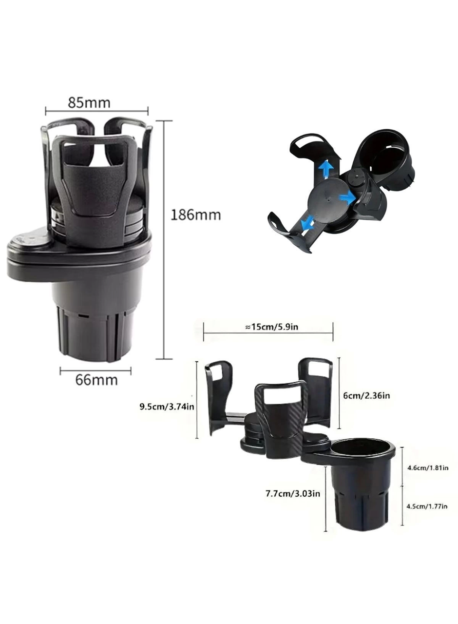 Araç İçi 360 Derece Dönen 2'li Bardaklıklı Açılarak Ayarlanabilir Bardak Tutucu Aparat (