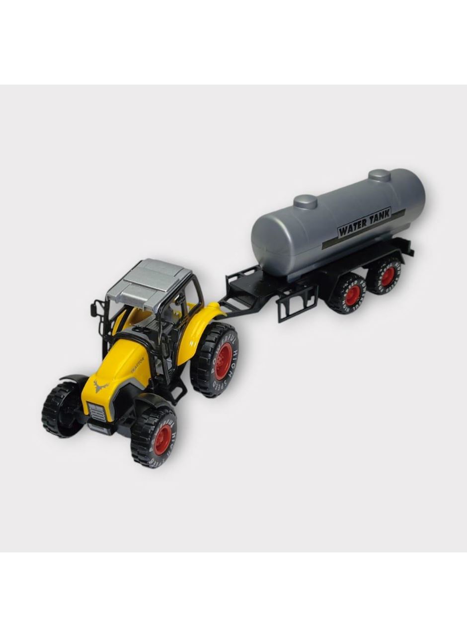 Çek Bırak Römorklu Traktör 25Cm - Sarı Su tanklı