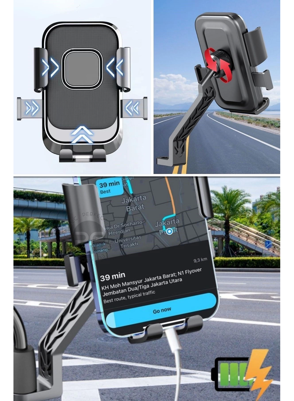 Motor,motosiklet,bisiklet ,scooter İçin 360 Derece Dönebilen Dikiz Aynası Versiyonu Telefon Tutucu Aparat (