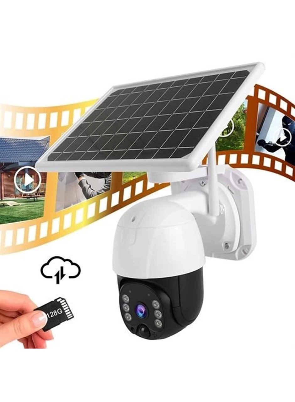 Solar Panelli Su Geçirmez Gece Görüş Destekli Kablosuz Bağlantılı Güvenlik Kamerası (