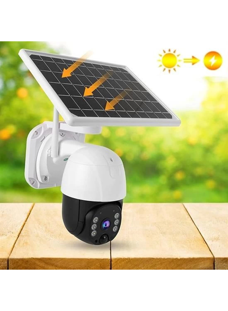 Solar Panelli Su Geçirmez Gece Görüş Destekli Kablosuz Bağlantılı Güvenlik Kamerası (