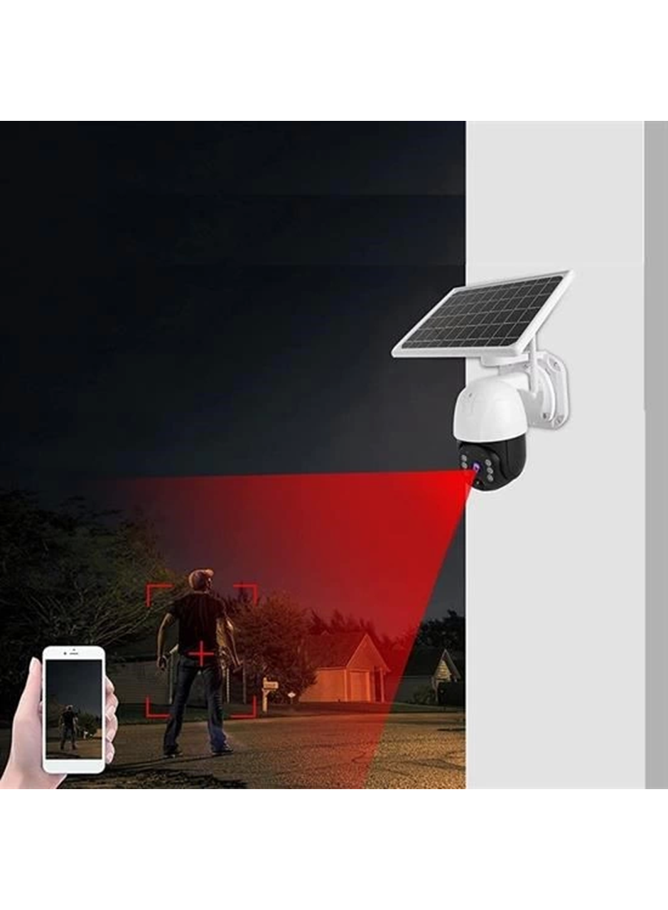 Solar Panelli Su Geçirmez Gece Görüş Destekli Kablosuz Bağlantılı Güvenlik Kamerası (