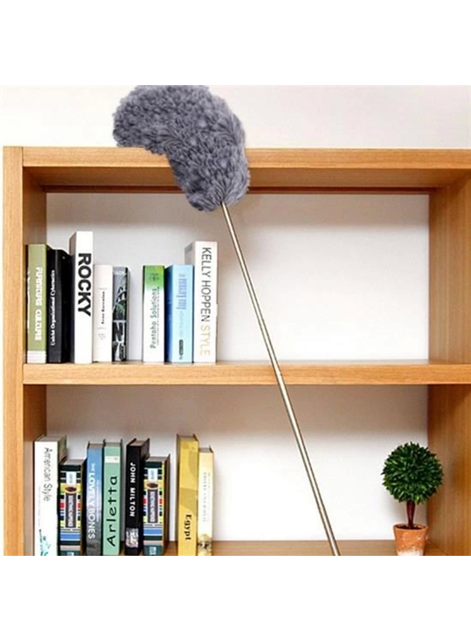 140 Cm Teleskopik Uzatılabilir Mikrofiber Yumuşak Başlıklı Gri Toz Alma Fırçası Toz Püskülü (