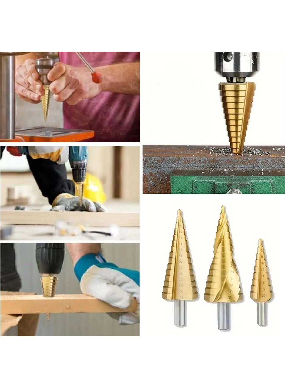 3 Parça Kademeli Matkap Ucu Paslanmaz Uç Alüminyum Sac Demir Delme Seti (