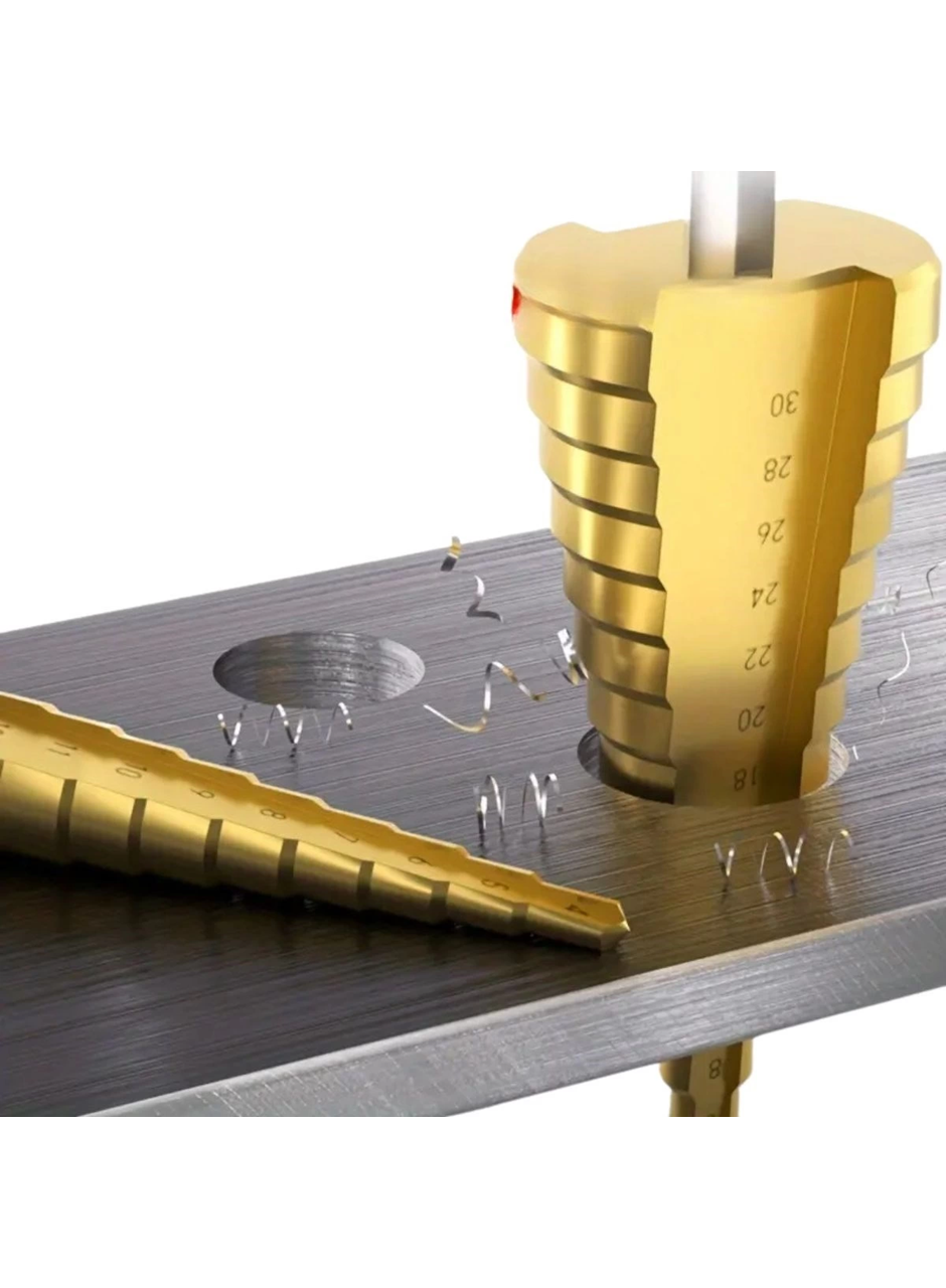 3 Parça Kademeli Matkap Ucu Paslanmaz Uç Alüminyum Sac Demir Delme Seti (