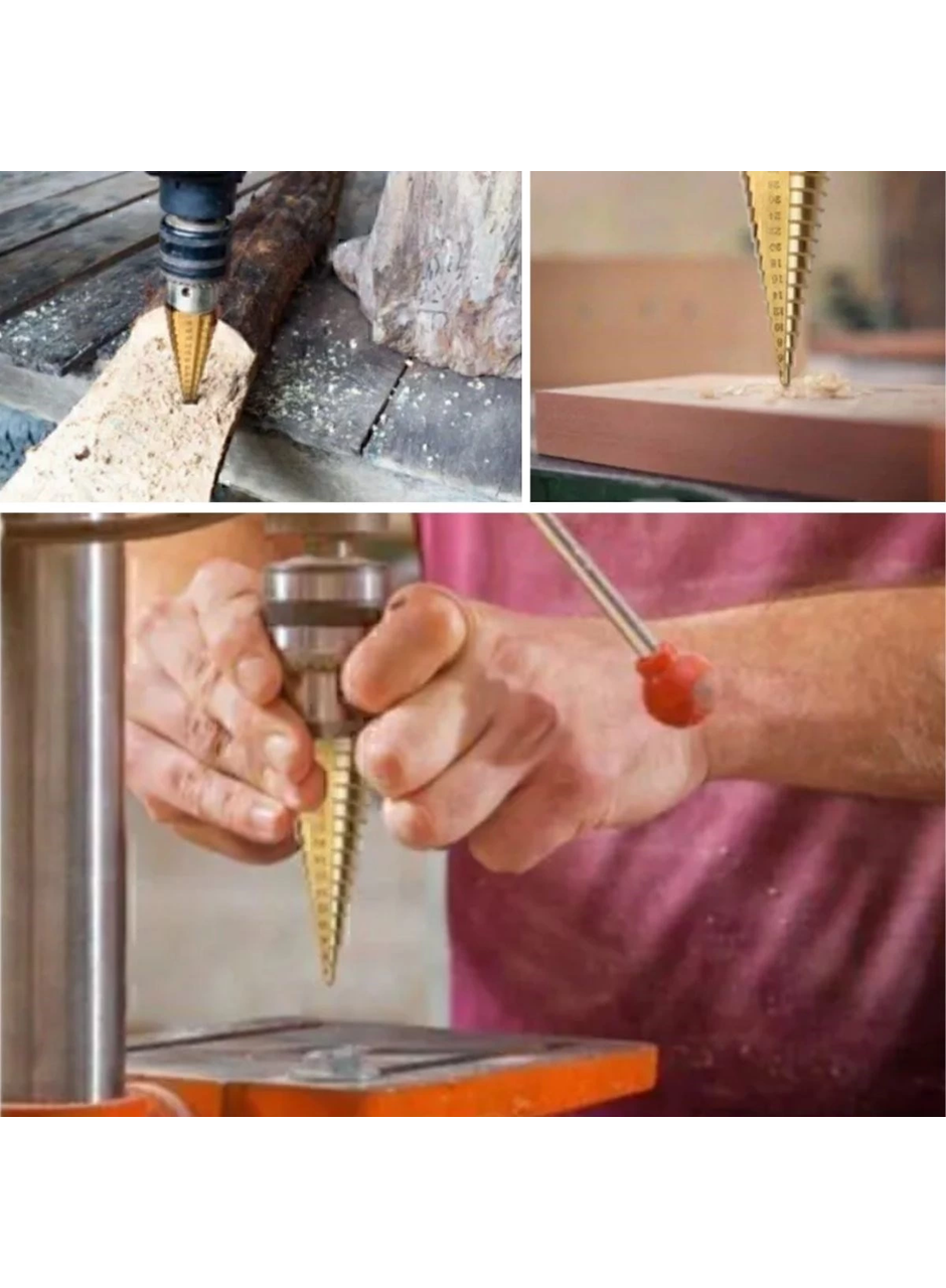 3 Parça Kademeli Matkap Ucu Paslanmaz Uç Alüminyum Sac Demir Delme Seti (