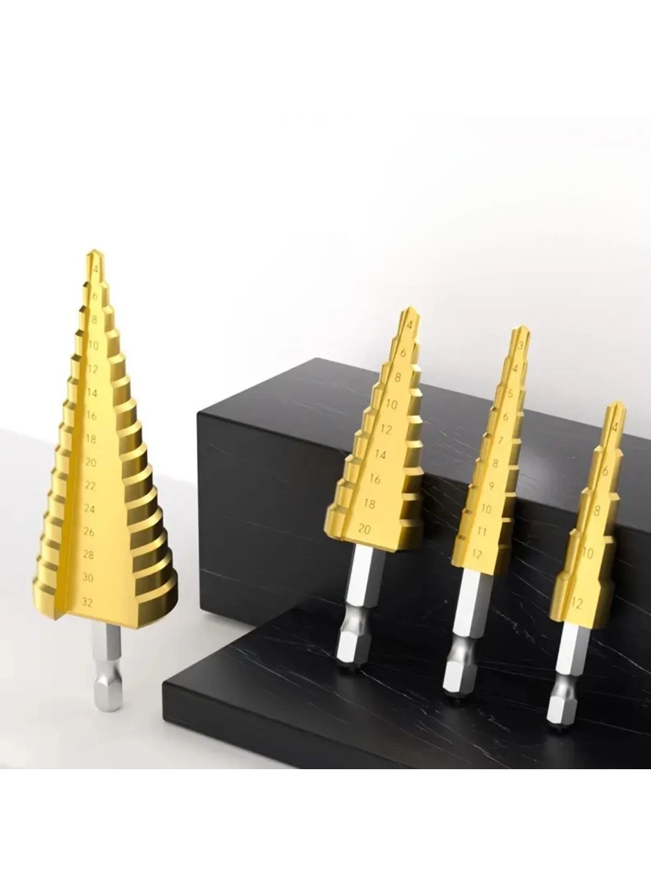 3 Parça Kademeli Matkap Ucu Paslanmaz Uç Alüminyum Sac Demir Delme Seti (