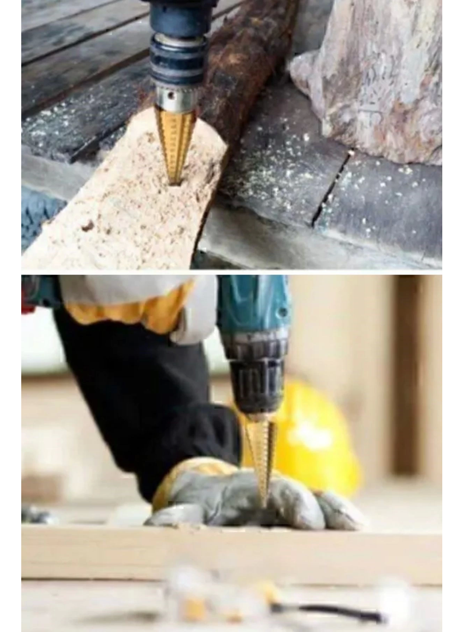 3 Parça Kademeli Matkap Ucu Paslanmaz Uç Alüminyum Sac Demir Delme Seti (