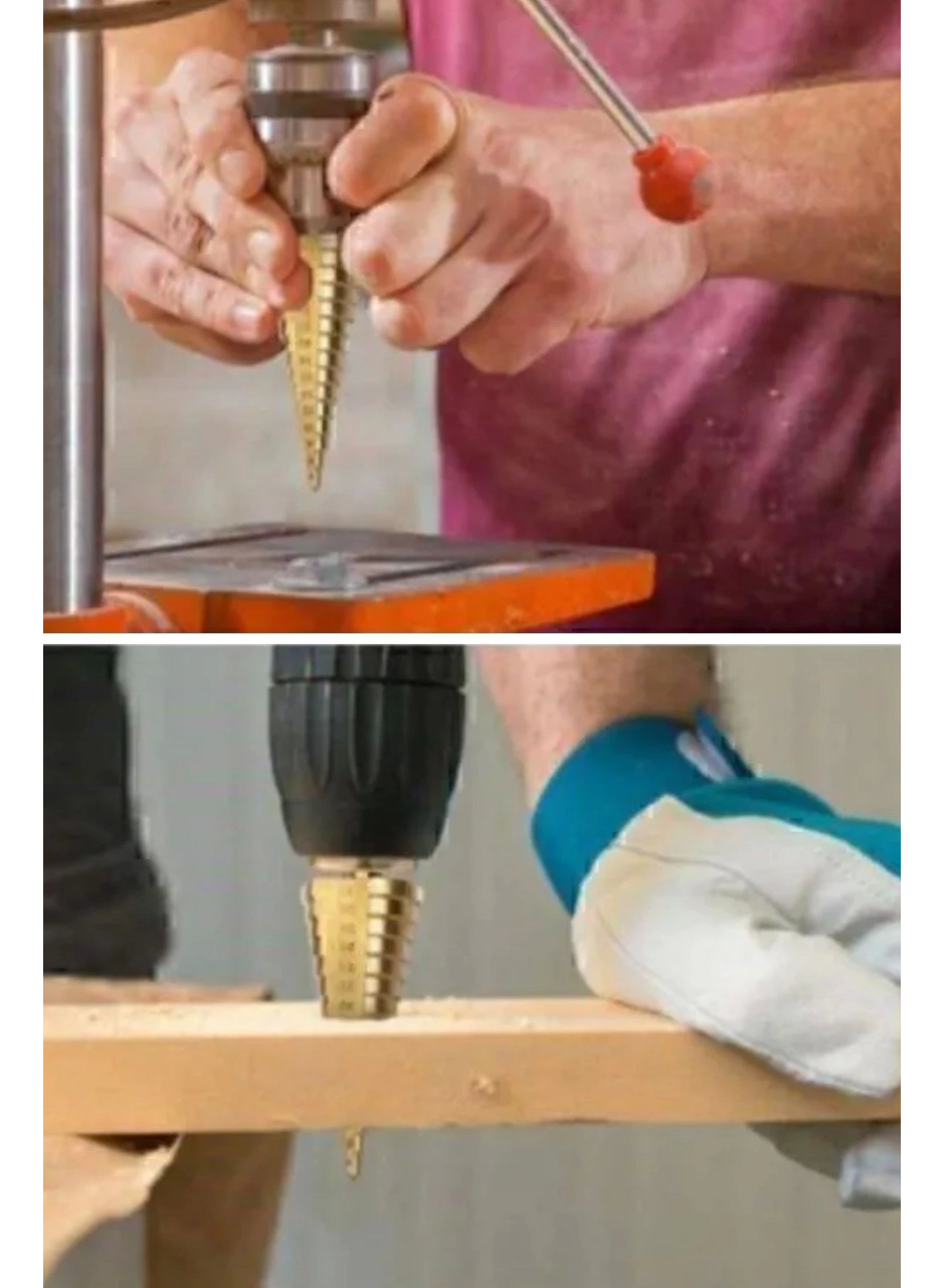 3 Parça Kademeli Matkap Ucu Paslanmaz Uç Alüminyum Sac Demir Delme Seti (