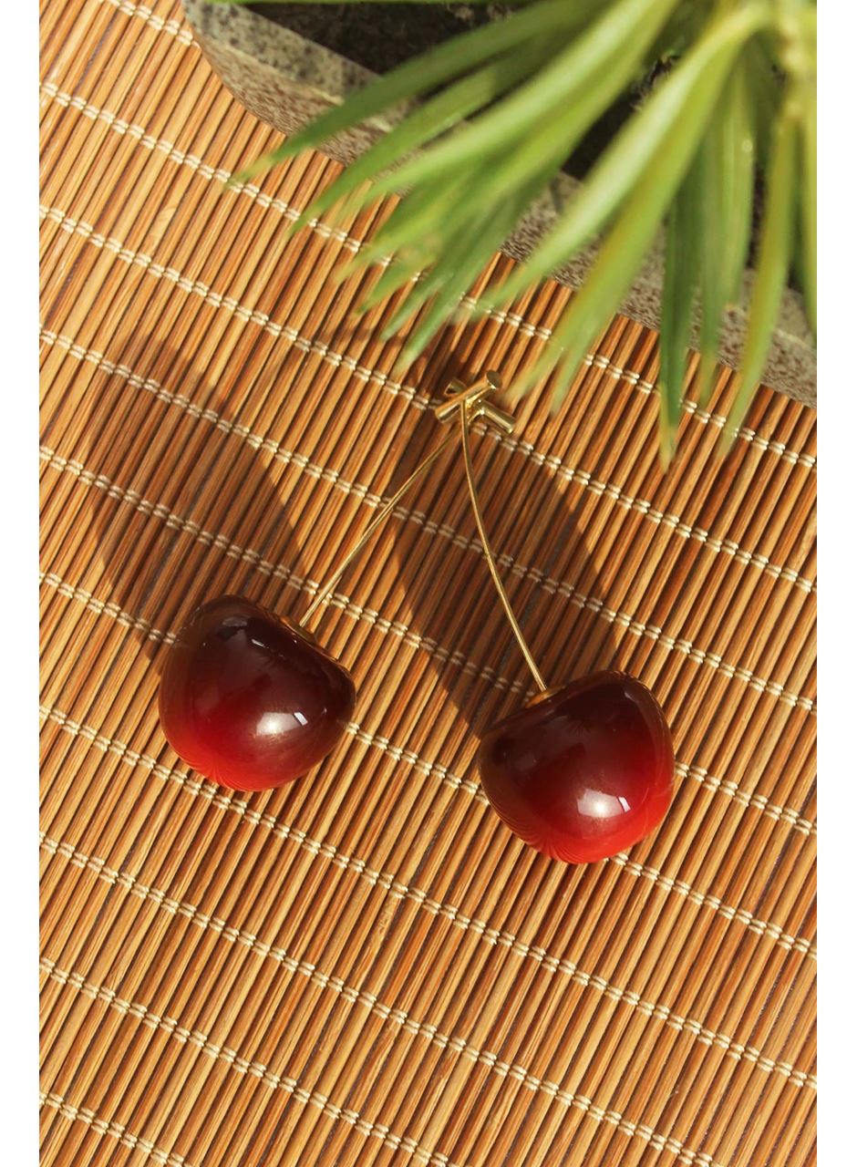 Gold Renk Kiraz Model Kadın Küpe