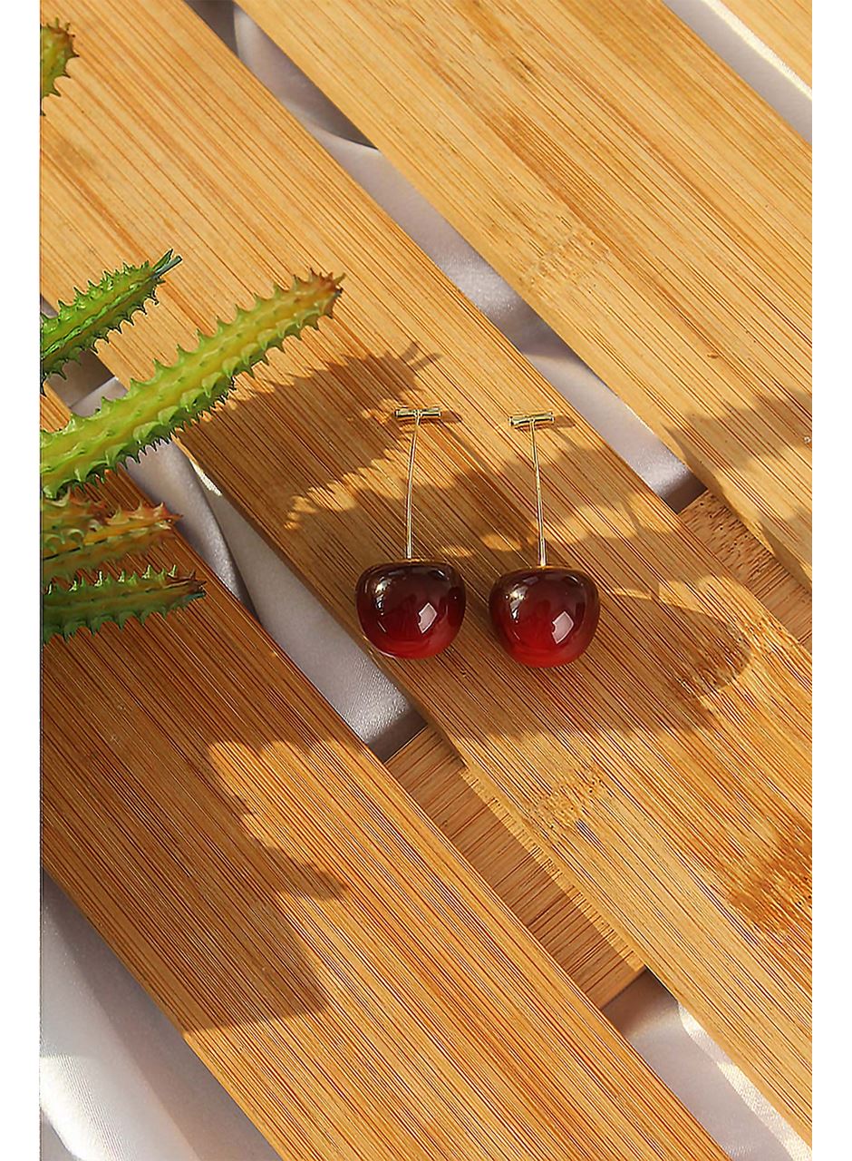 Gold Renk Kiraz Model Kadın Küpe