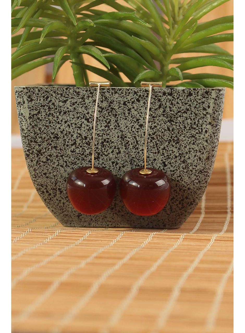 Gold Renk Kiraz Model Kadın Küpe