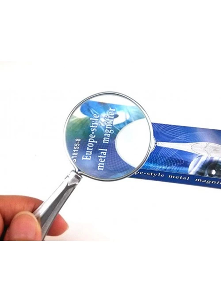 -Gümüş Renkli 45mm Cam Lens, Zarif Tasarımlı Metal Büyüteç-mg18155-8 (