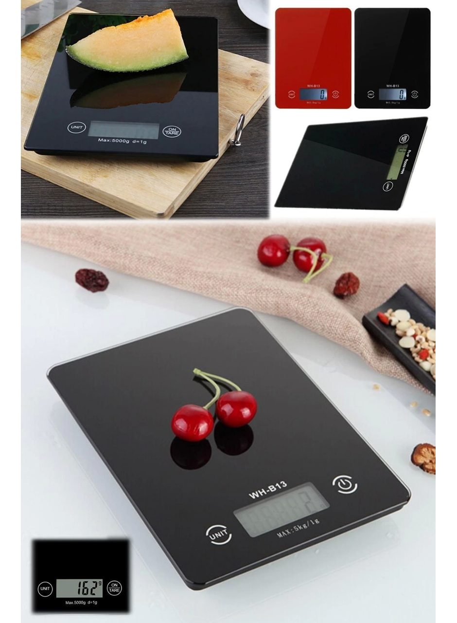 Dijital Mutfak Tartısı - 5 kg Kapasite, 1 Gram Hassasiyet, Şık Siyah Cam Tasarım (