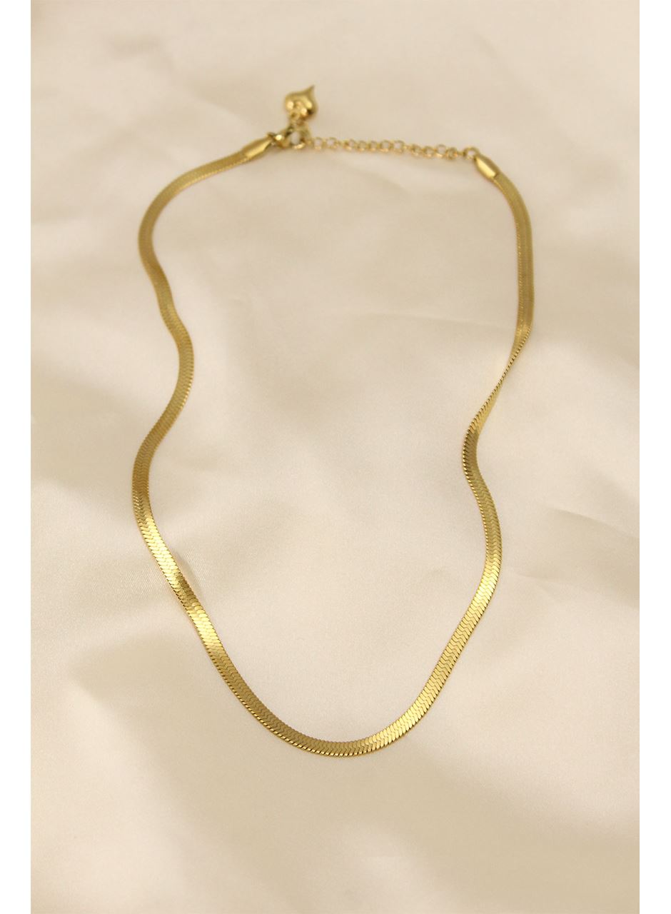 316L Çelik Altın Renk 45 cm İtalyan Zincir Model Kadın Kolye