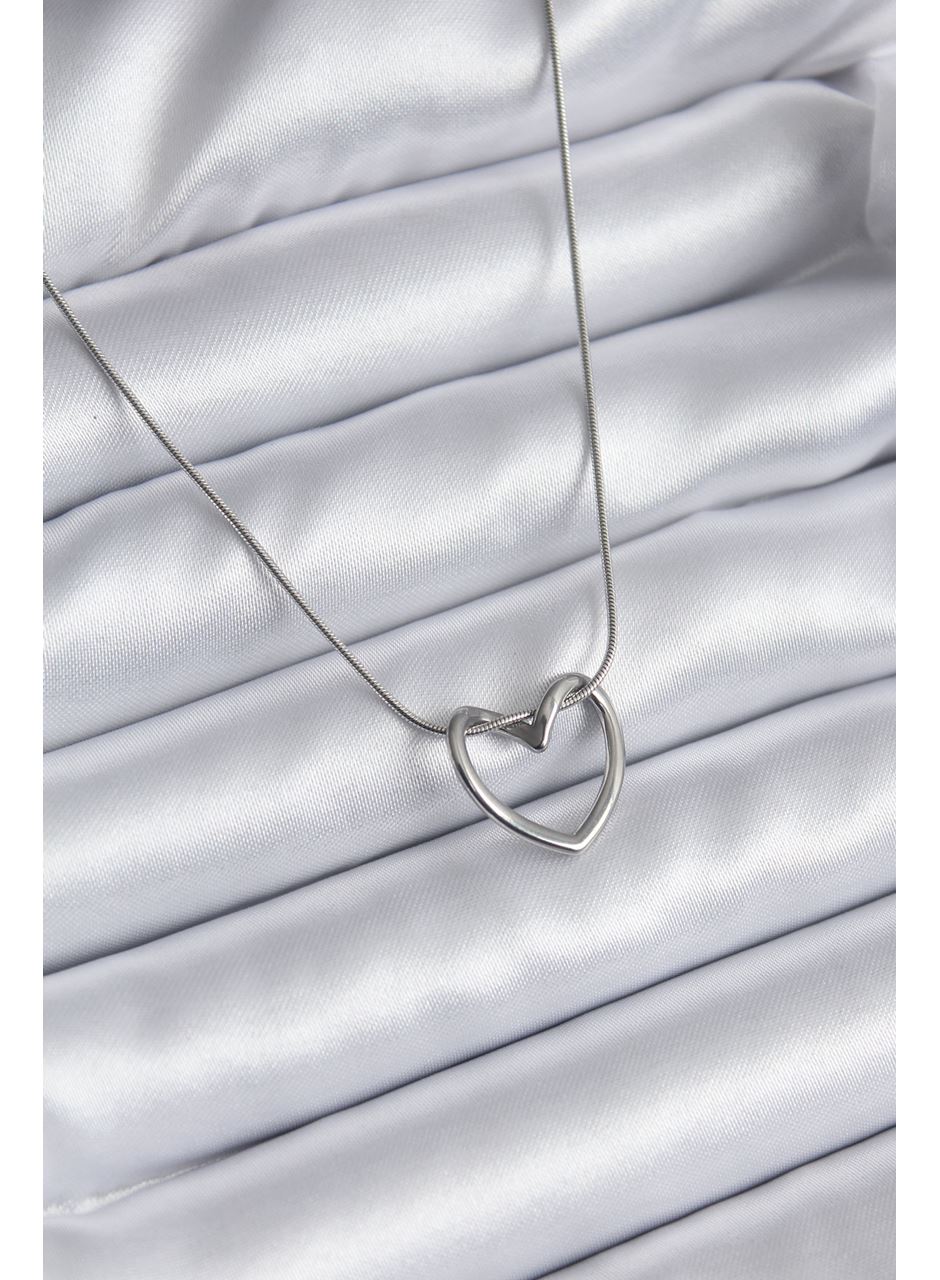 316L Çelik Gümüş Renk Kalp Model Kadın Kolye