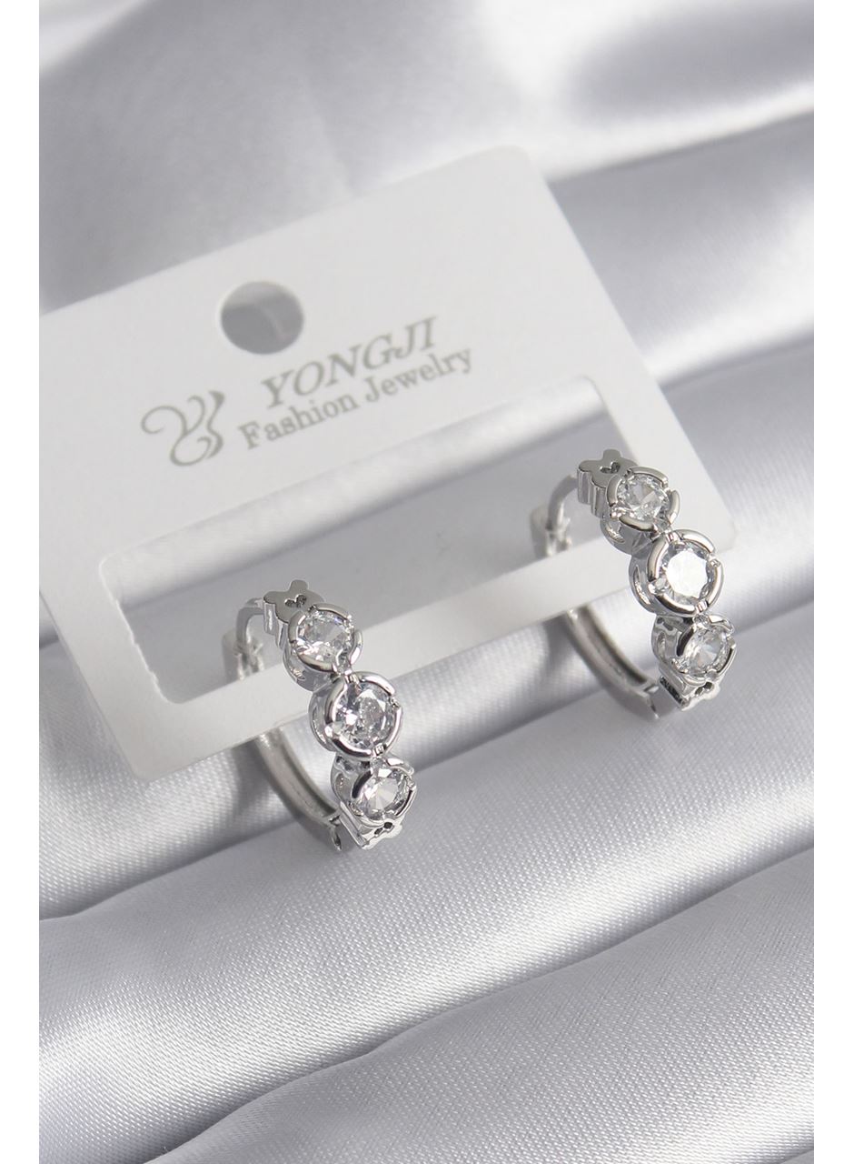 Pirinç Gold Renk Zirkon Taşlı Kalp Detay Kadın Küpe