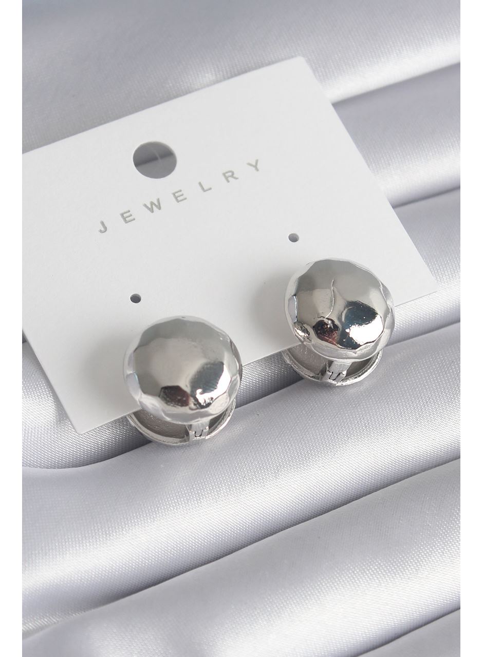 Pirinç Gümüş Renk İşleme Detay Top Model Kadın Küpe