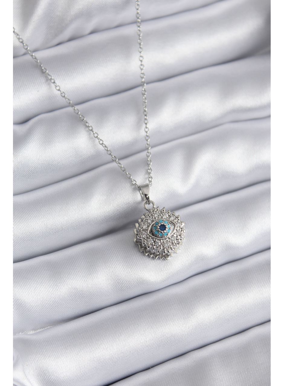 316L Çelik Gold Renk Zirkon Taşlı Göz Model Kadın Kolye