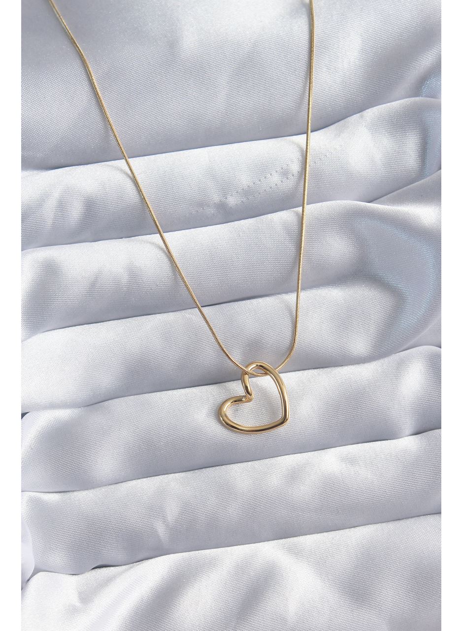316L Çelik Zincir Gold Renk Kalp Model Kadın Kolye