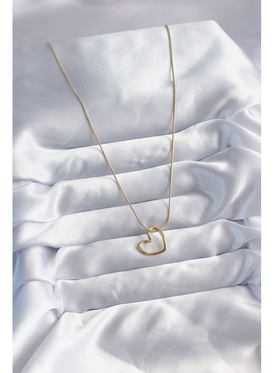 316L Çelik Zincir Gold Renk Kalp Model Kadın Kolye