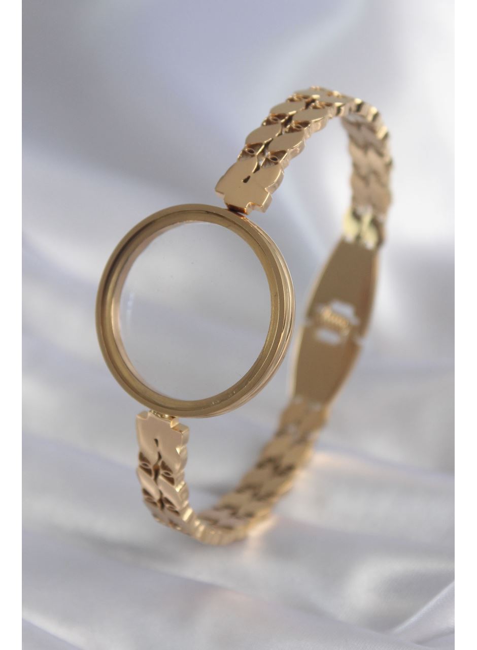 316L Çelik Gold Renk Arpa İşleme Açılabilir Fanus Model Kadın Kelepçe