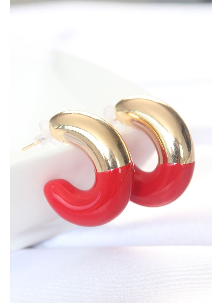 CCB Kırmızı Gold Çift Renk Küpe