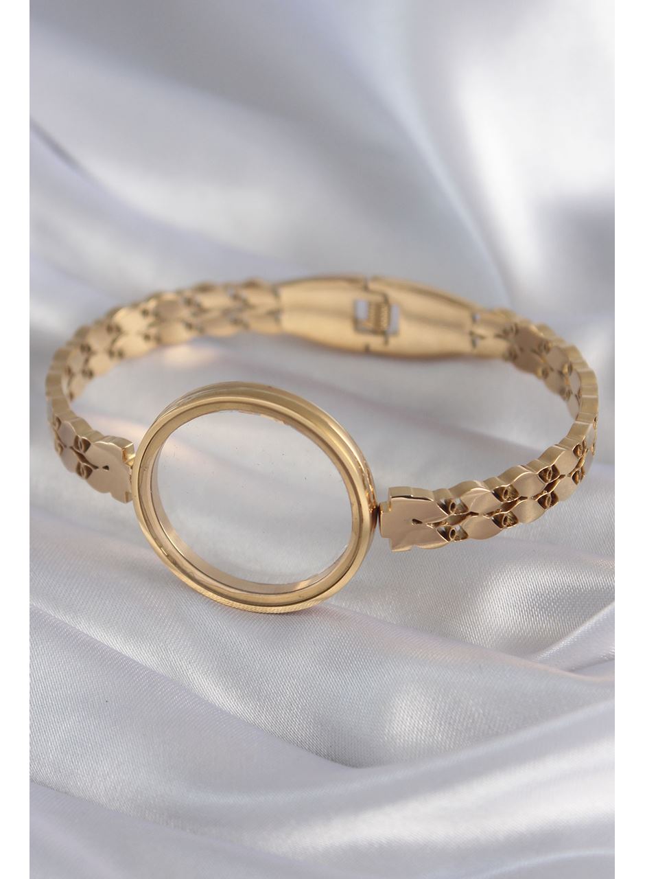 316L Çelik Gold Renk Arpa İşleme Açılabilir Fanus Model Kadın Kelepçe