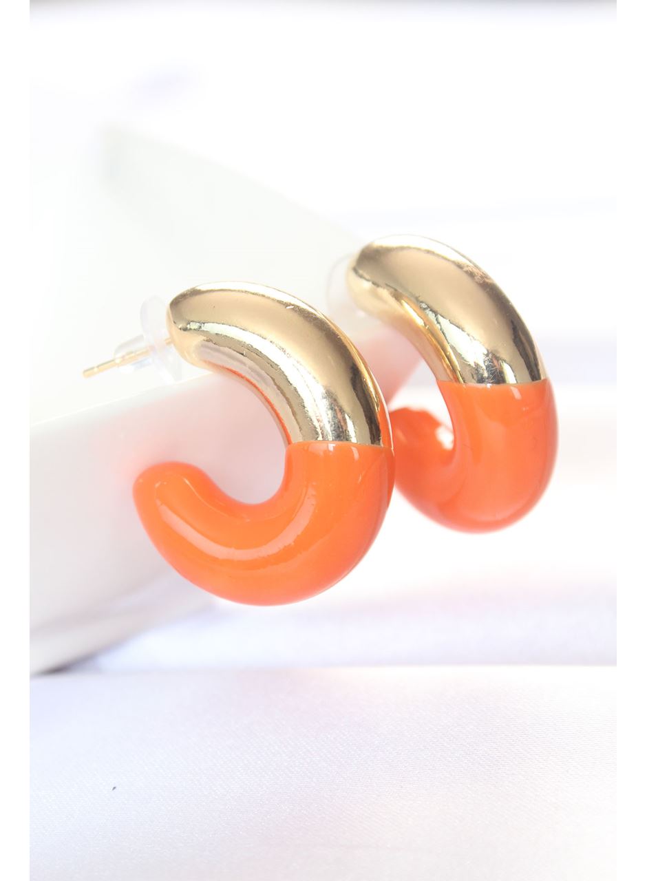 CCB Turuncu Gold Çift Renk Küpe