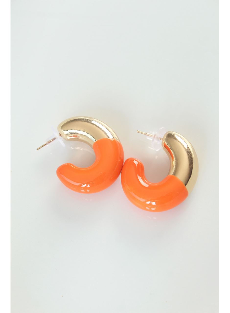 CCB Turuncu Gold Çift Renk Küpe