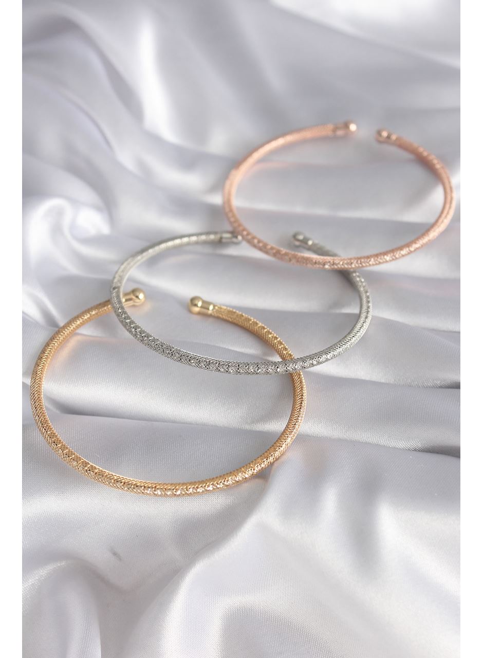 Pirinç Mix Renk Hasır Model Zirkon Taş Detay Kadın Bileklik Seti
