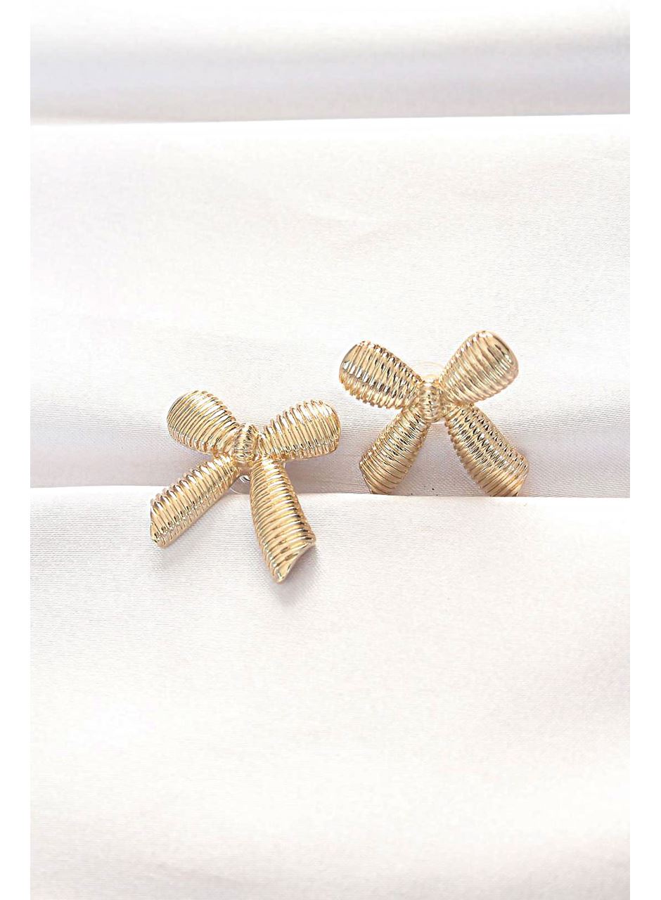 Pirinç Gold Renk Fiyonk Küpe