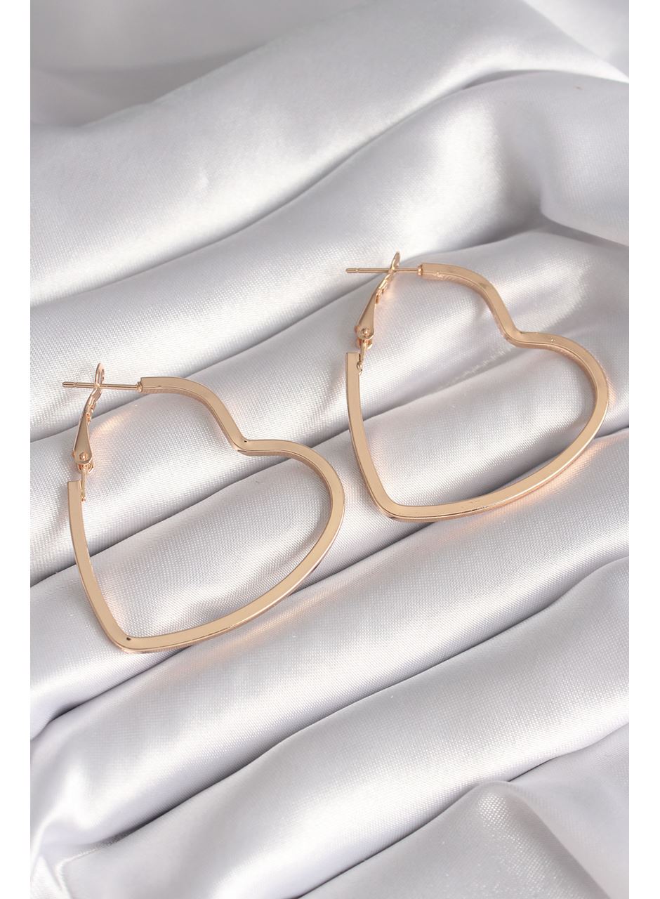 Pirinç Gold Renk Kalp Model Kadın Küpe