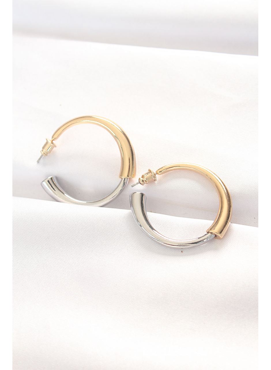 Pirinç Çift Renk Halka Küpe