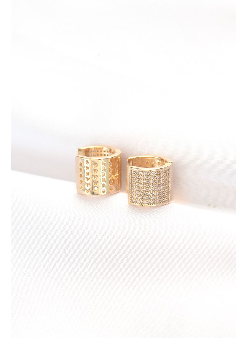 Pirinç Gold Renk Taşlı Minimal Küpe