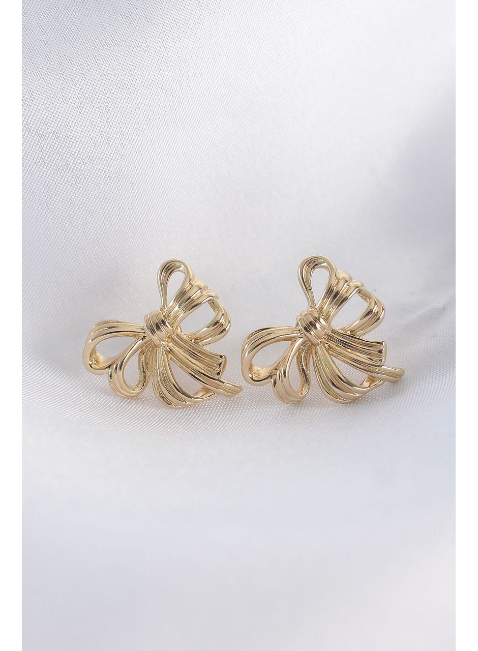 Pirinç Gold Renk Fiyonk Küpe