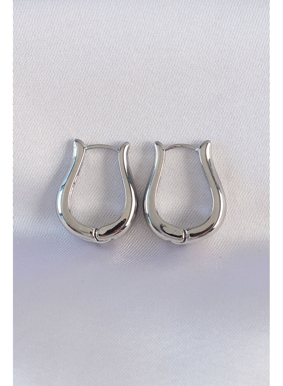 Pirinç Gümüş Renk İçi Boş Gül Küpe