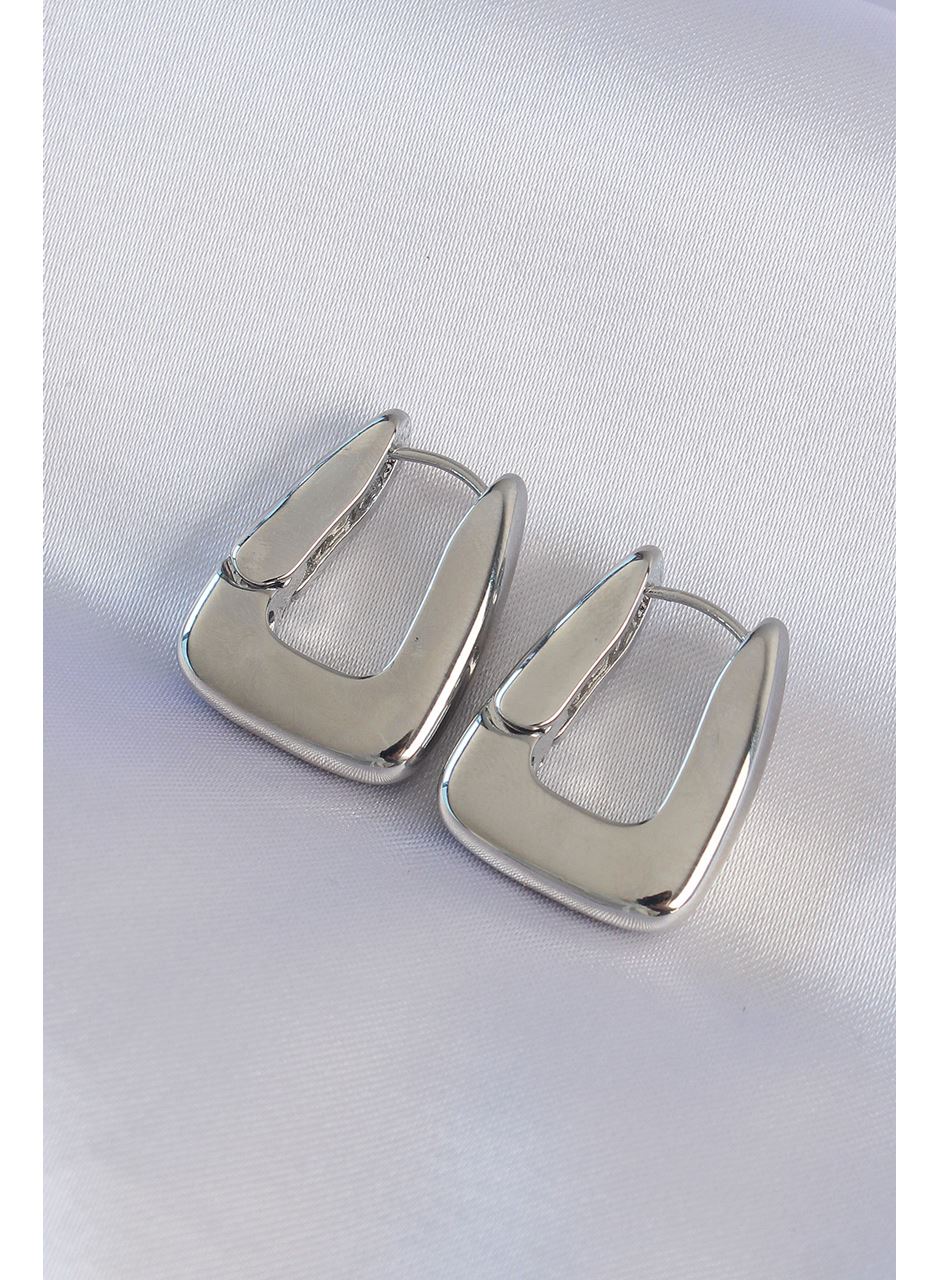 Pirinç Gümüş Renk Kalın Küpe