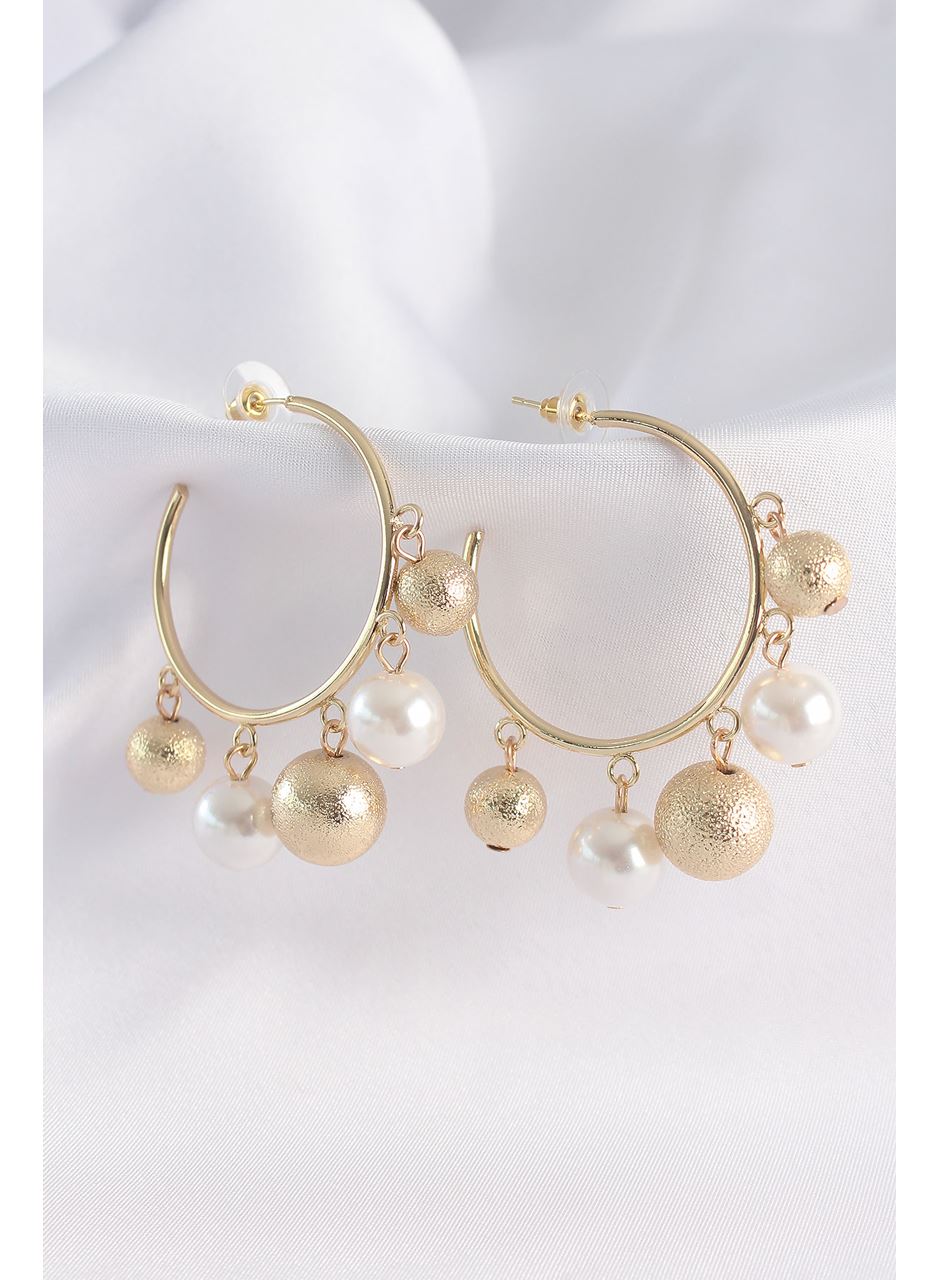 Pirinç Gold Renk Topçuk Model Halka Küpe