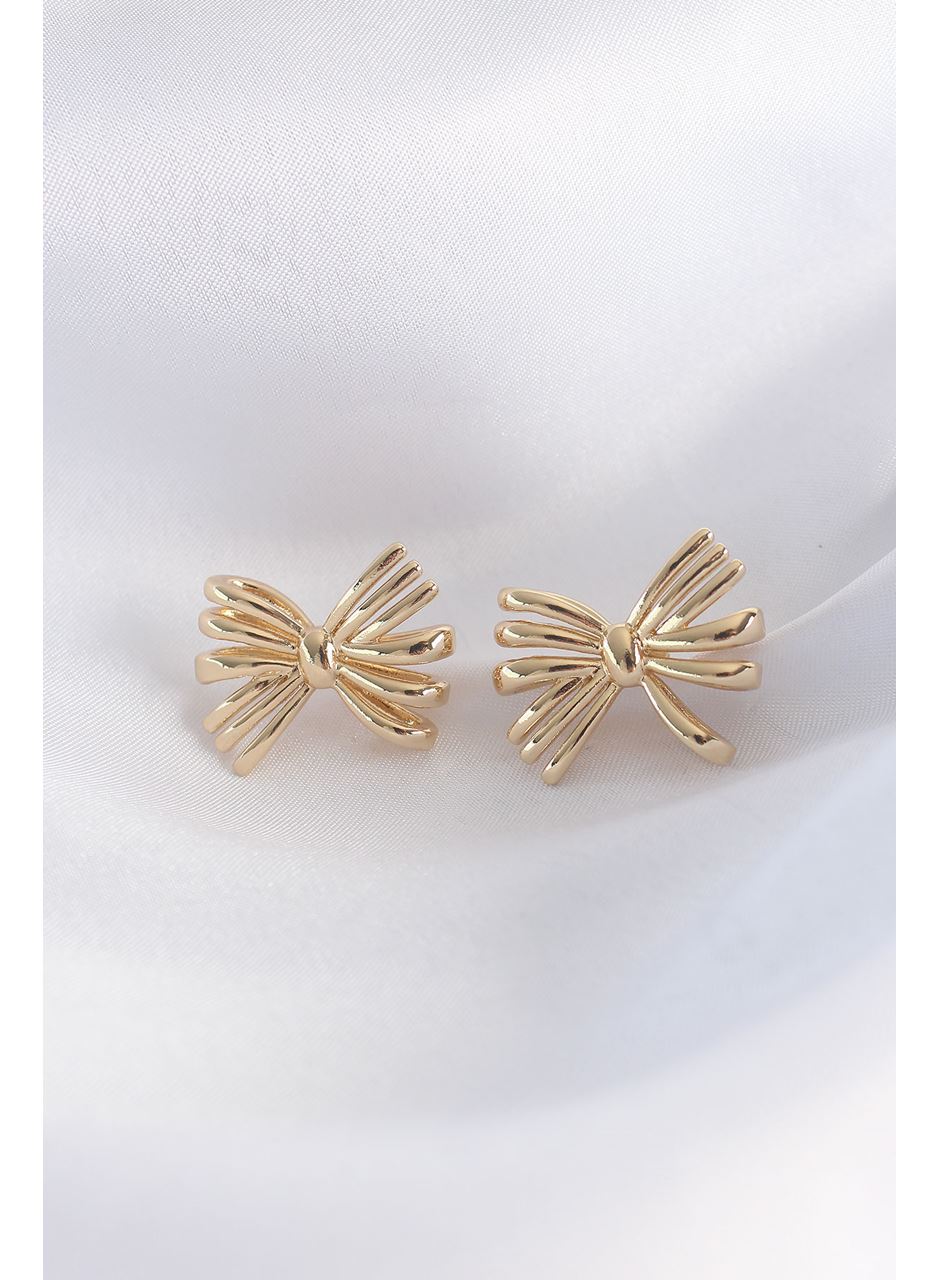 Pirinç Gold Renk Fiyonk Küpe