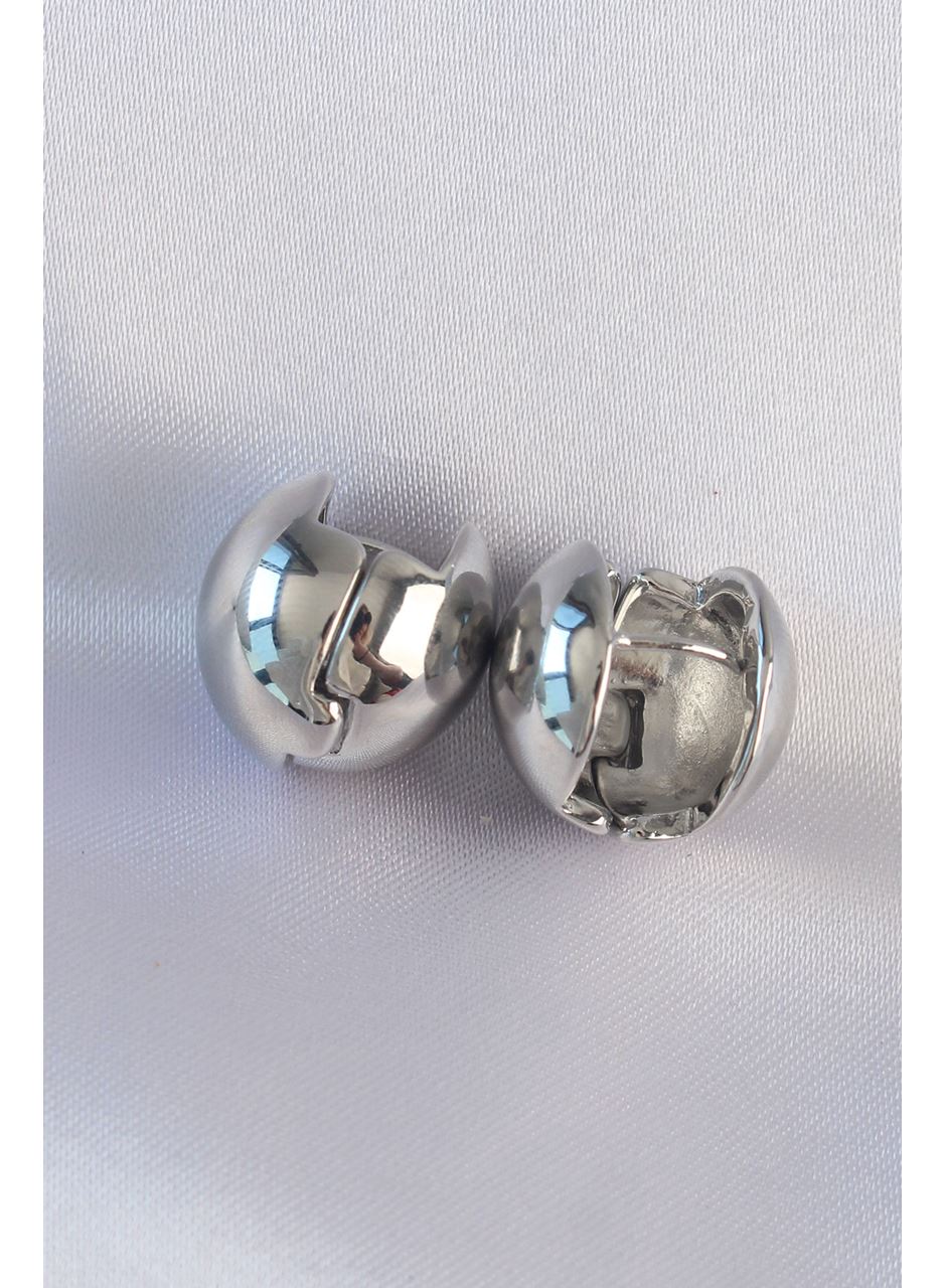 Pirinç Gümüş Renk İçi Boş Minimal Topçuk Küpe