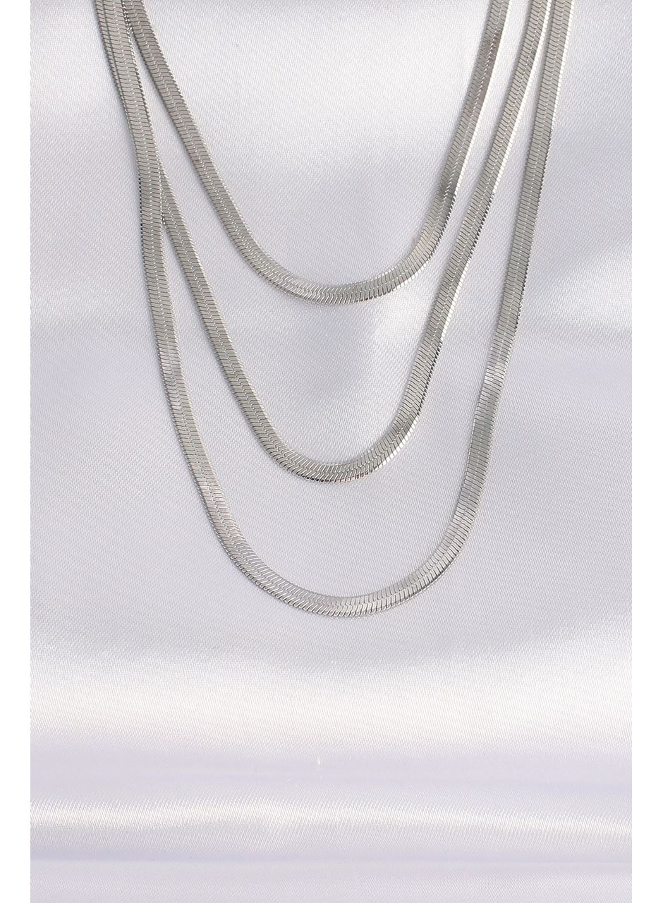 316L Çelik İtalyan Zincir Gümüş Renk Çoklu Kolye