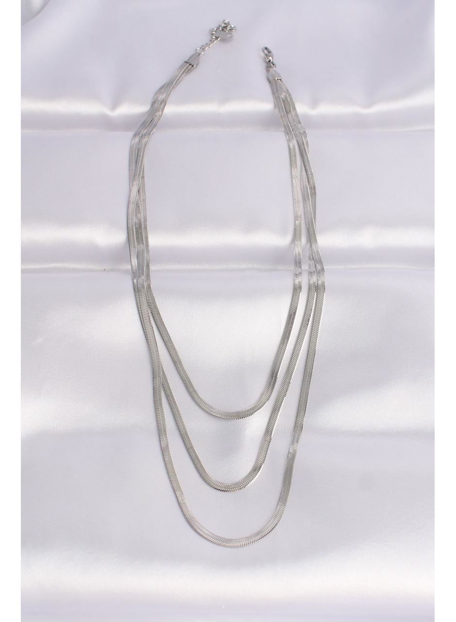 316L Çelik İtalyan Zincir Gümüş Renk Çoklu Kolye