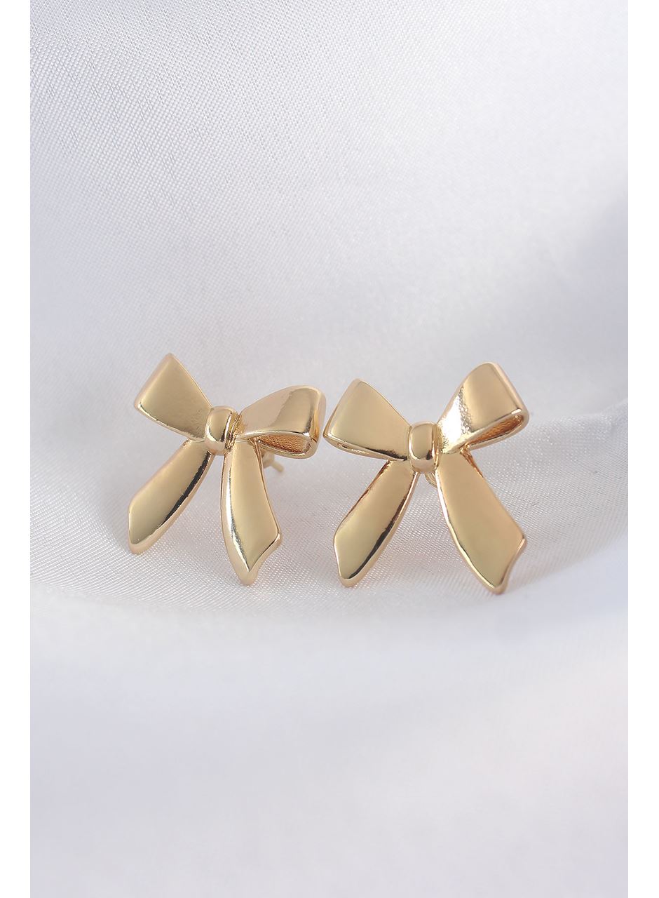 Pirinç Gold Renk Düz Plaka Fiyonk Küpe